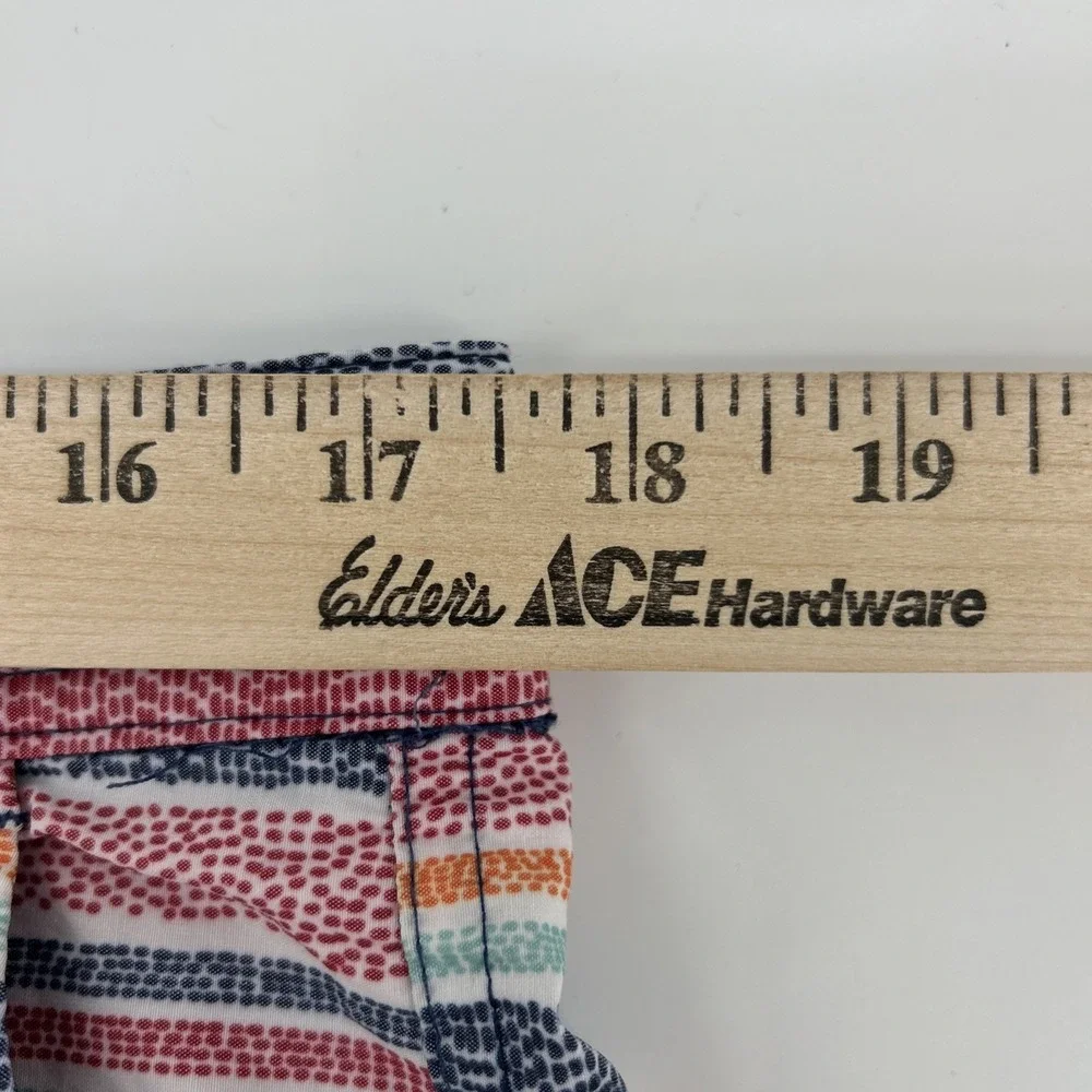 MICROS Shorts Men's 34 Multicolored Stripes Flat Front Lightweight Small Hole